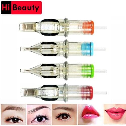 20pcs/lot Disposable Sterilized Permanent Lip Eyebrow Makeup Tattoo Cartridge Needles Round Liner Tattoo Rotary Pen Supplies
