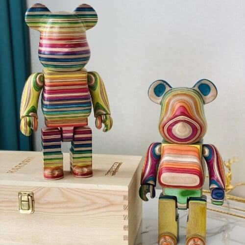 28cm Bearbrick New Wooden Limited 400% 2020 Tokyo Bear Brick Street Art Bearbrickly Electroplate Decoration Figure Collectable