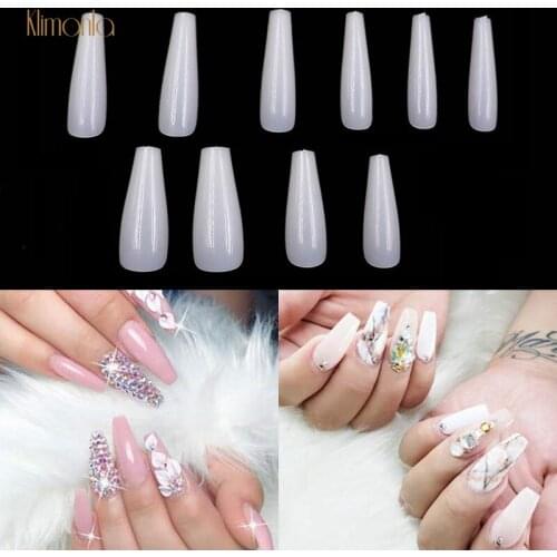 500pcs Long Ballerina Fake Nails DIY Full Cover False Nails Coffin Shaped Manicure Set UV Gel Acrylic Nail Art Tips