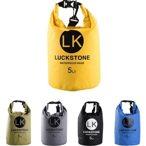 5L Outdoor Waterproof Dry Bag Shoulder Pouch PVC Roll Top Dry Sack for Rafting Swimming Kayaking Canoeing Camping