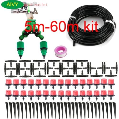 5m-60m DIY drip irrigation system, automatic garden watering hose, micro drip irrigation kit with adjustable dripper