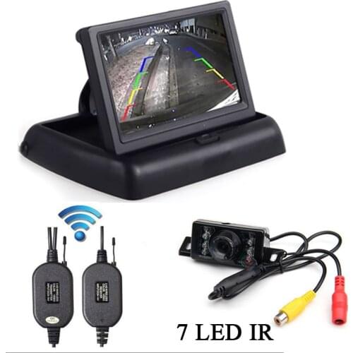 Wireless Car Reverse Rear View Backup Night Vision Camera Kit+ hd 4.3 inch TFT LCD Monitor mirror parking Car