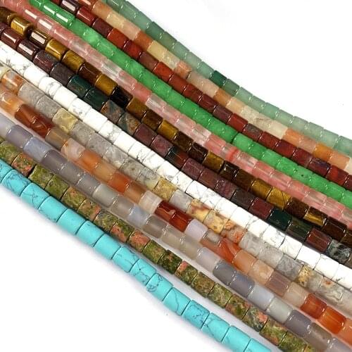 Natural Stone Beads Short Cylinderical Crystal Agates Turquoise Stone Beading Charm for Jewelry Making Bracelet Necklace Gift