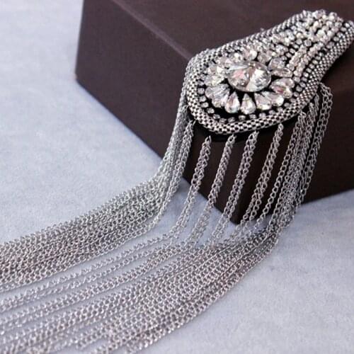 DIY one piece breastpin tassels shoulder board Epaulet metal patches for clothing QR-2593