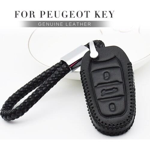 For Peugeot 301 306 308 407 408 107 508 5008 207 206 2008 806 RCZ Boxer Expert Car Key Rings Case Leather Holder Protector Cover