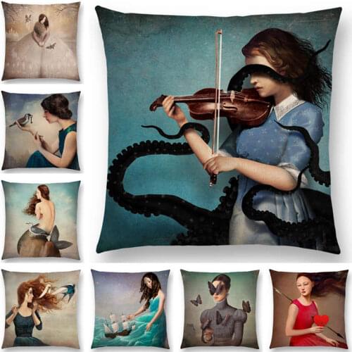 Hot Sale Elegant lady cute girl Shakespeare imagine Fantasy oil painting dreamy feeling fable fate Cushion Cover Pillow Case