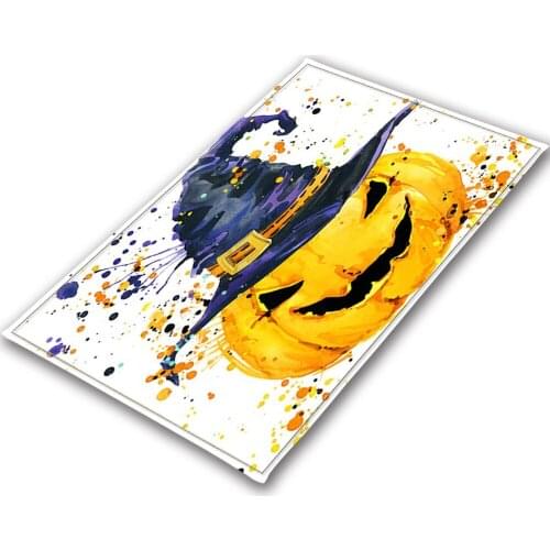 Halloween Pumpkin Wear Witch Hat Childrens Room Floor Cushion Bedroom Area Mat Bathroom Non-Slip Rugs Indoor Home Office Carpet