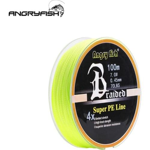 HiMISS ANGRYFISH Diominate PE Line 4 Strands Braided 100m/109yds Super Strong Fishing Line 10LB-80LB Yellow