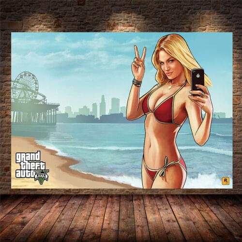 Game Grand Theft Auto V Video GTA 5 Canvas Painting Posters and Prints Wall Art for Living Room Game Room Cuadros Decor Unframed