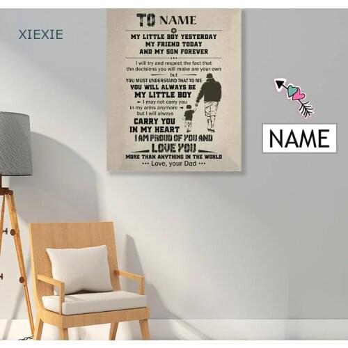 Custom Photo Canvas Painting Name To My Son Poster Hanging Wall Art Father and Son Family Decoration Painting As Unique Gift