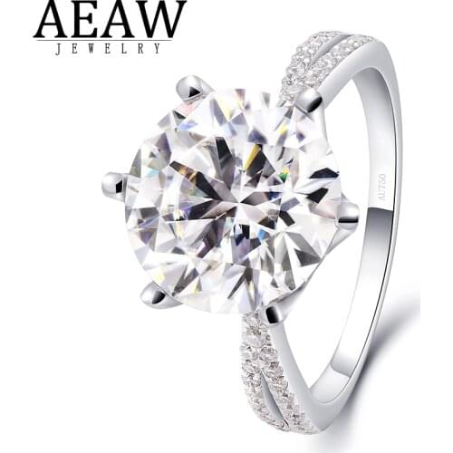 6.0carat 12mm Round Excellent Cut DF Color VVS1 MoissanitE Halo Engagement Ring Solid 14K White Gold Classic 6 Porng Ring