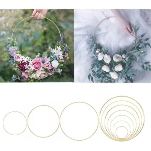 Metal Garland Catcher Round Hoop Ring DIY Wreath Craft Dreamcatcher Hoop Artificial Flower Rack Wedding Bride Handmade Wall Deco