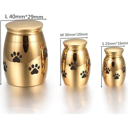 IJU012 Stainless Steel Mini Cremation Urn for Ashes Pet Dog Paw Print Keepsake Funeral Urns for Dog Cat