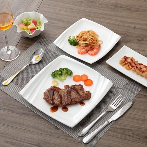 Fashion Western Dinner Steak Plate Ceramic Tableware Mat Creative White Tableware Dish Fish Square Plate Tableware Dinner Plates