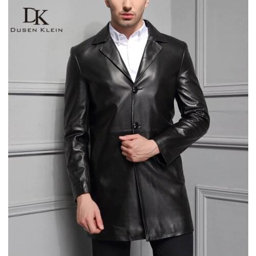 Men Genuine Leather Jacket Real Sheepskin Jackets Casual Black Pockets New Jacket for Man F1708