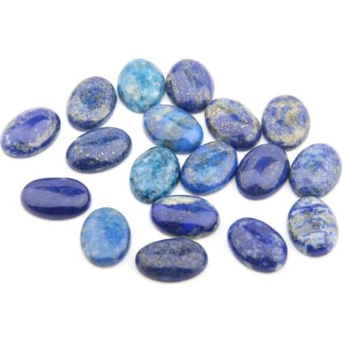 Natural Stone Lapis lazuli Cabochon Beads Flat Back Oval No Hole Loose Beads For jewelry making DIY Ring Necklace accessories