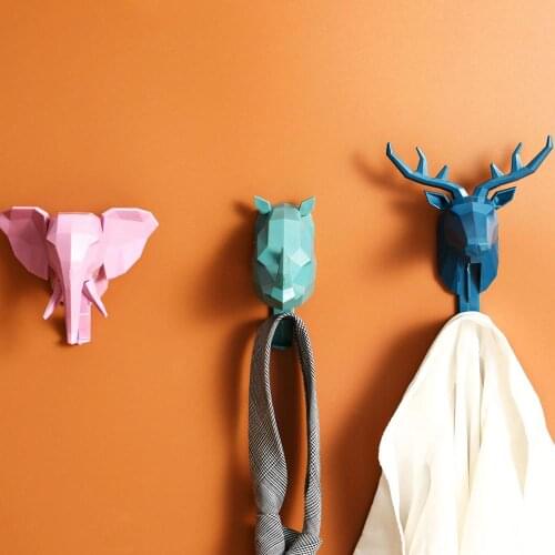 Hot Animal Wall Hanging Hooks Deer Head Hanger Key Holder Hook Scarf Hat Coat Hangers Storage Rack Tie Organizer Wall Decoration