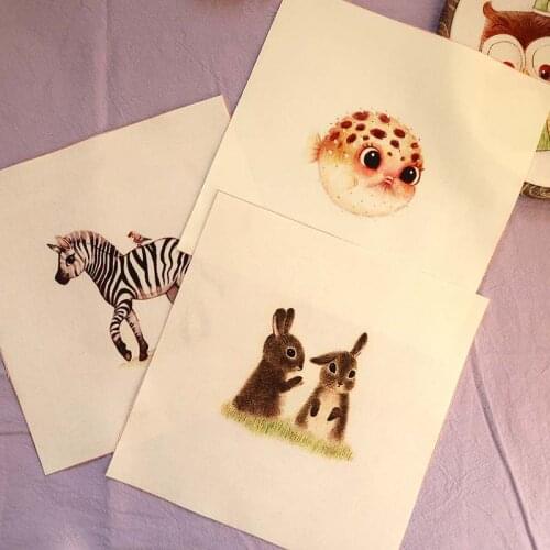 20*20cm 8pcs Puffer Cotton Canvas Fabric Zebra Dog Hedgehog Series Patchwork Cloth Diy Decora Frame Painting Cat Bird D20