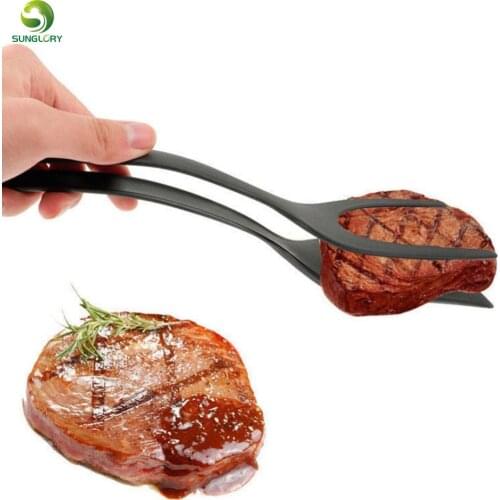Silicone Egg Spatula Pancake Turner Steak Clamp Pie Servers+Tweezers 2 in 1 Cooking Shovel Perfect Baking Utensils Kitchen Tools