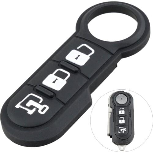 3 Buttons Replacement Repair Skin Flip Folding Car Key Shell Case Rubber Pad Fit for Fiat-500 Panda Abarth Punto new