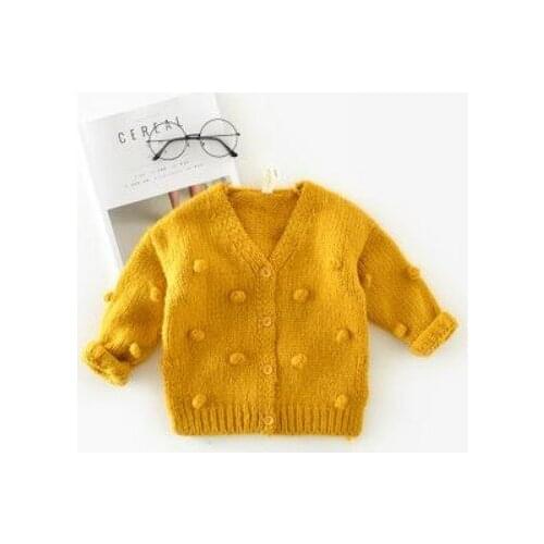 1-3 Years Old Baby Girl Sweater Child 17 Winter Ball In Hand Down Sweater Cardigan Jacket Cardigan For Girl Girls Cardigan