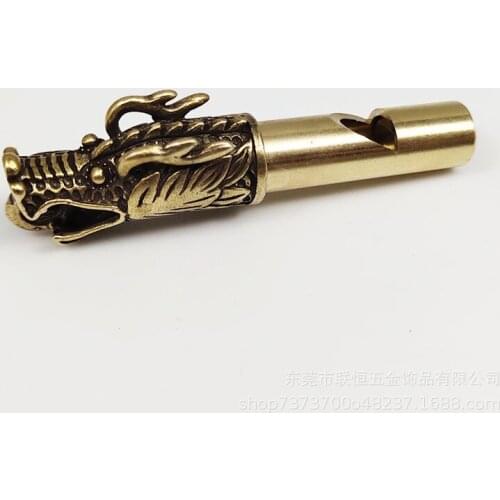 Vintage Brass Whistle Trinkets Pendants Necklace Keychain Jewelry Accessories Home Office Antique Ornaments Outdoor Survive Tool