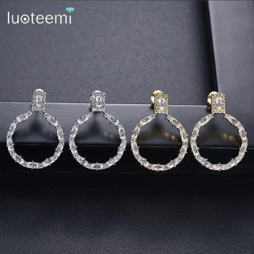 LUOTEEMI Big Circle Stud Earrings Cubic Zircon Round Cute Fashion Jewelry for Women Dating Daily-life Christmas Gifts Ohrringe