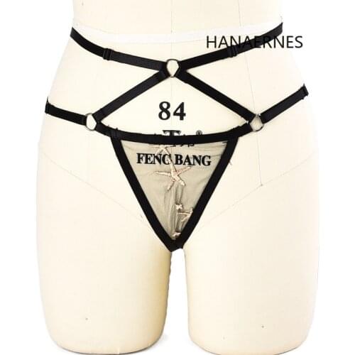 Women Back Net Yarn Fetish Garter Waist Suspender Caged Punk Gothic Plus Size Elastic Dance Cosplay Rave Clothing Body Harness