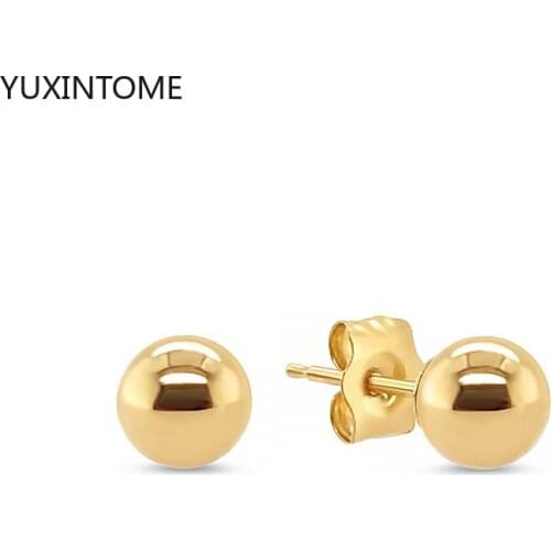 925 Sterling Silver Ear Needle Metal Ball Stud Earrings Simple Korean Geometric Earrings for Women Fashion Jewelry Accessories