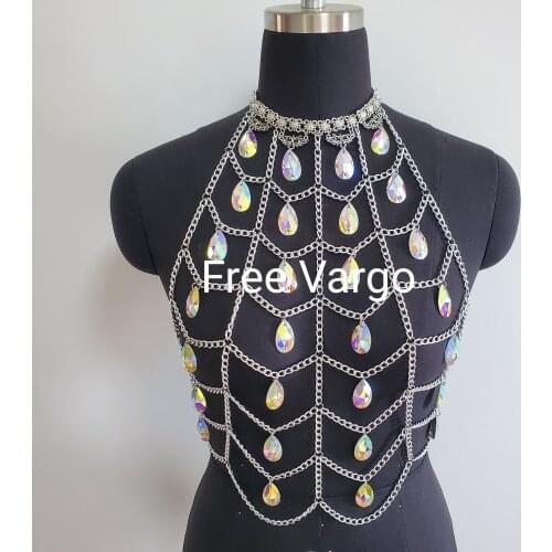 Burning Man Body Harness Festival Rave Body Chain Crop Top Costumes Body Chain Lingerie Singer Dancer Stage Outfits Gear