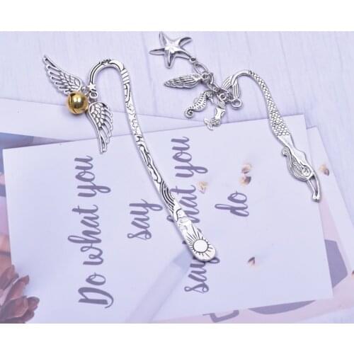 1X New Creative Retro Cute Silver Plated Metal Wing Shape Bookmark Alloy Reading Page Mark for Students Gift School Supplies