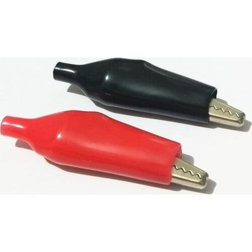 20pcs 45MM Metal Alligator Clip G98 Crocodile Electrical Clamp for Testing Probe Meter Black and Red with Plastic Boot