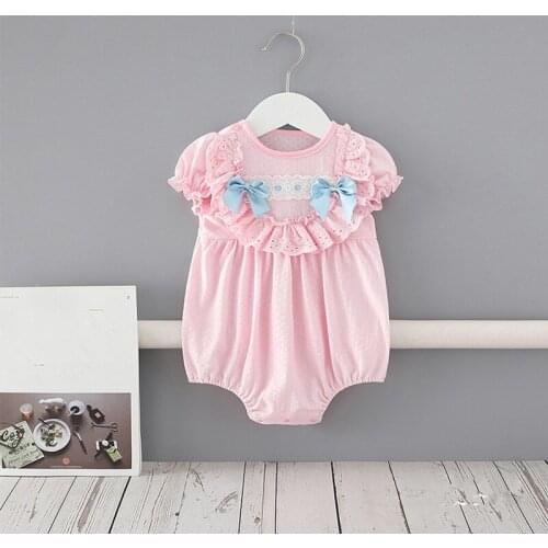 2021 Summer Baby Girls Clothes Cute Bow Newborn Bodysuits Princess Birthday Party Baby Bodysuits Infant Baby Girl Clothing