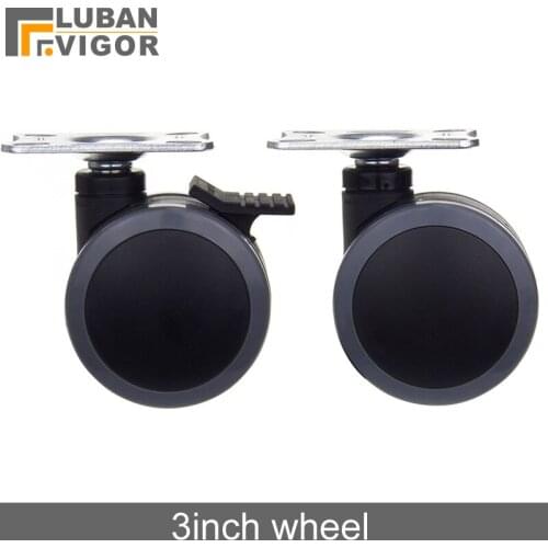 3 inch PU double wheel bearing with brake - Flat-panel installation or no,Mute Wearable,For Medical equipment