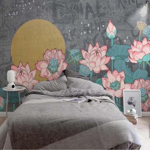 3D Lotus Views Wallpaper Mural Wall Print Decal Indoor Wall Murals Photo Wallpapers Mural for Living Room Bedroom Custom Size