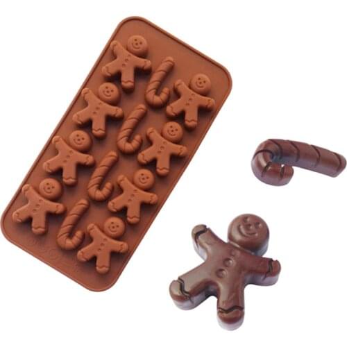 3D Gingerbread Crutch Silicone Fondant Mould Christmas Cake Chocolate Candy Mold Candle Soap Craft DIY Cake Baking Mold for Xmas