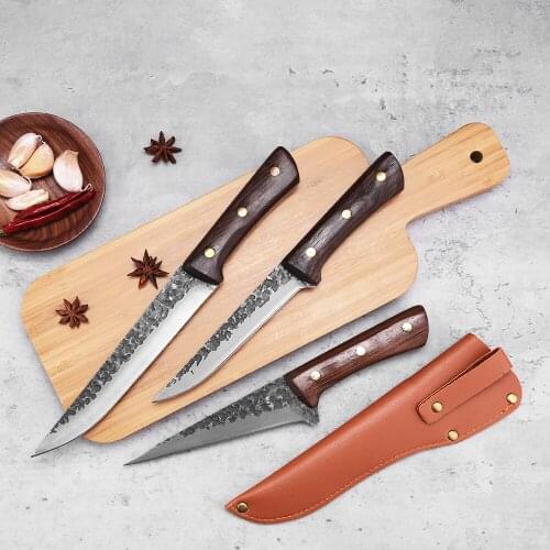 5.5",6",7'' Inch Boning Knife Full Tang Serbian Slicing Cleaver Kitchen Knife Fish Meat Fielting Cutter With Wenge Wood Handle
