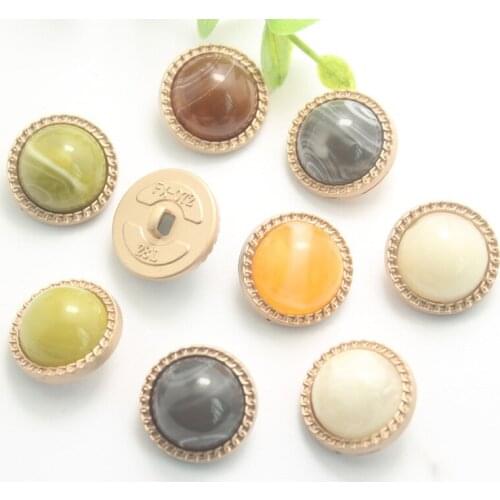 High-grade 5PCS Rhinestone Alloy Convex Round Beautiful Metal Button Clothing Footy Pearl Button DIY Craft Sewing Clothes