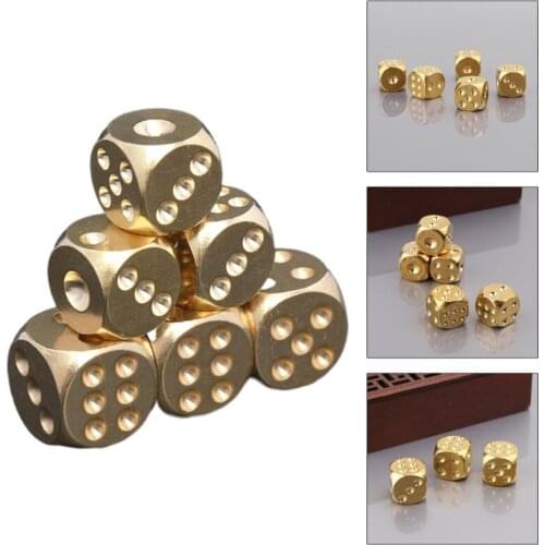 6pcs 13mm Copper Dice Polished Solid Home Decor Brass Dice Bar Supplies Game Tool Copper Metal Dice Copper Game Supplie