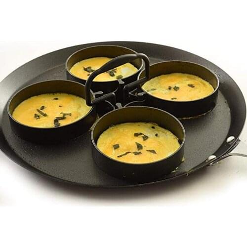 Amagogo Nonstick Pancake Cooking Tool Handle Egg Ring Maker Cheese Egg Cooker Pan Flip Egg Mold,Black