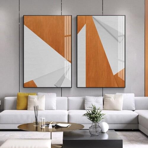 White Orange Minimalism Canvas Painting Wall Art Nordic Posters and Prints Wall Pictures for Living Room Decoration Frameless