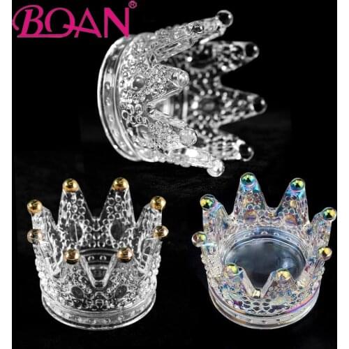 BQAN Crown Design Nail Brush Stand Three-dimensional Embossed Glass Nail Art Painting Pen Displayer Holder Manicure Tool