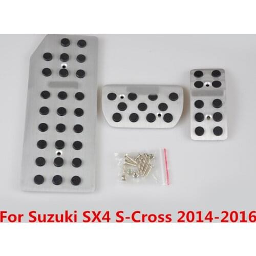 Car styling cover Aluminium alloy foot Gas/petrol/oil Brake Rest lamp trim Pedal Accessories For Suzuki SX4 S-Cross 2014-2016