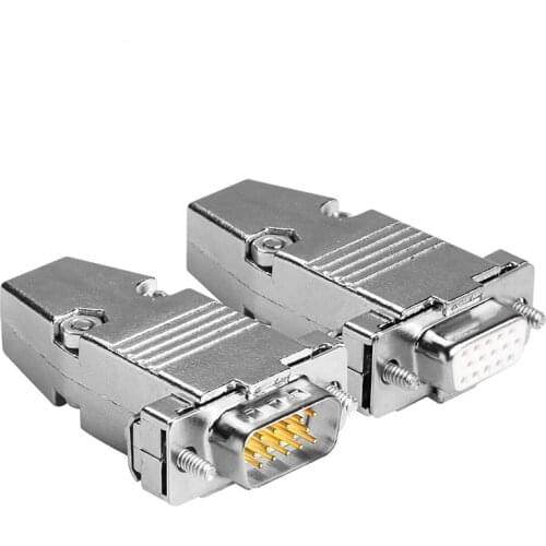 DB15 Female Male Connector Metal Shell Solder Type D-Sub Connectors VGA 15 Pin Plug Socket Adapter for DB15