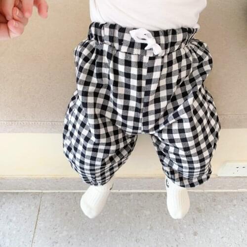 Baby Girl Boy Long Pants Cotton Plaid Autumn Spring Clothes Pants Pantalones Leggings Toddlers Black Clothes Roupa Infantil