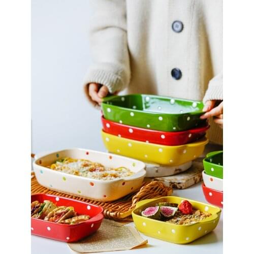 Ceramic Binaural Bake Pan Cheese Pizza Ovenware Household 8/10 Inch Microwave Cake Plate Crockery Comal