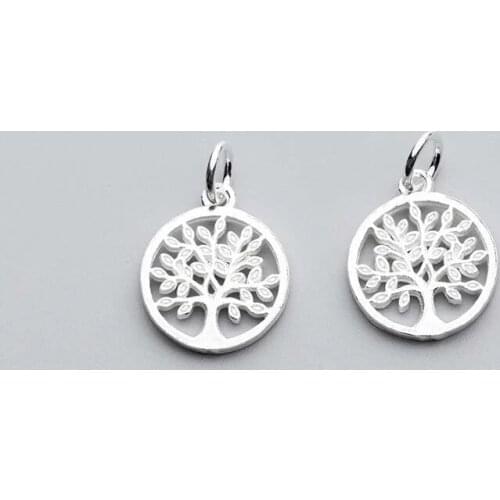 Classic 925 Sterling Silver Hollow Out Life Tree Charms DIY Earrings Necklace 17x14mm High Quality Silver Jewelry Pendants Gift