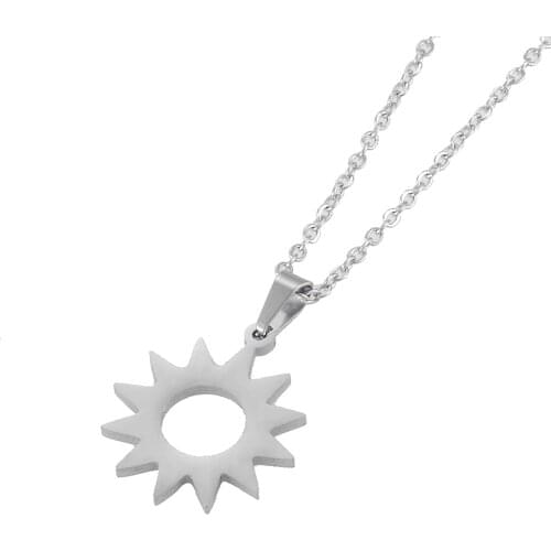 Stainless Steel Womens Earrings Necklace Set Sun Flower Pattern High Quality Jewelry