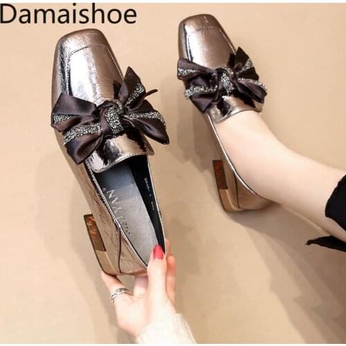 British Style Leather Shoes Womens Genuine Leather 2021 Spring and Autumn New Bow Chunky Heel Square Toe Shoes Womens Mid Heel