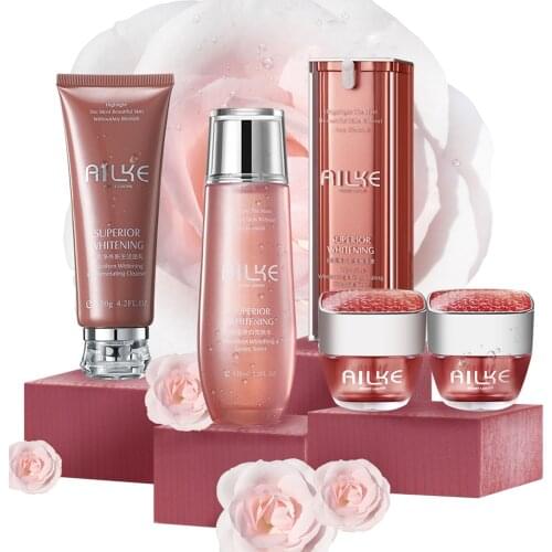 AILKE rose face cream women Gift sets facial lotion cleansing foam whitening moisturizing freckles care soin visage creme visage
